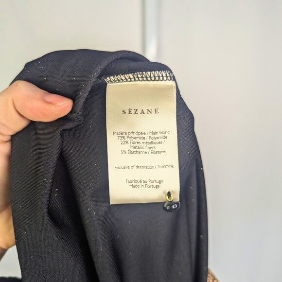 Sezane Dress Womens XS Gold Shift Y2K Metallic Mini Quiet Luxury Holiday Party - Picture 7 of 12